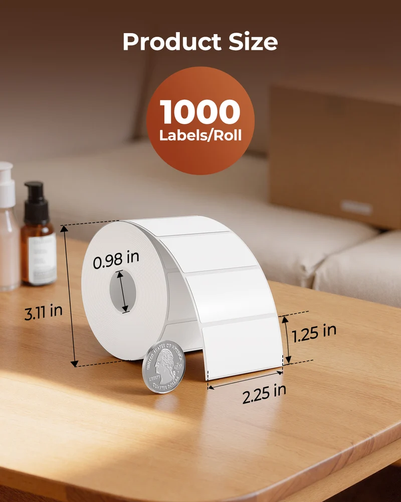 MUNBYN 2.25" x 1.25" Rectangle Thermal Labels for Barcode, Address and Multi-Purpose Use