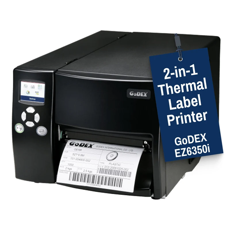 GoDEX EZ6350i Thermal Printer - 6" 300 DPI, 2-in-1 Industrial Label Printer with 3-Year Warranty