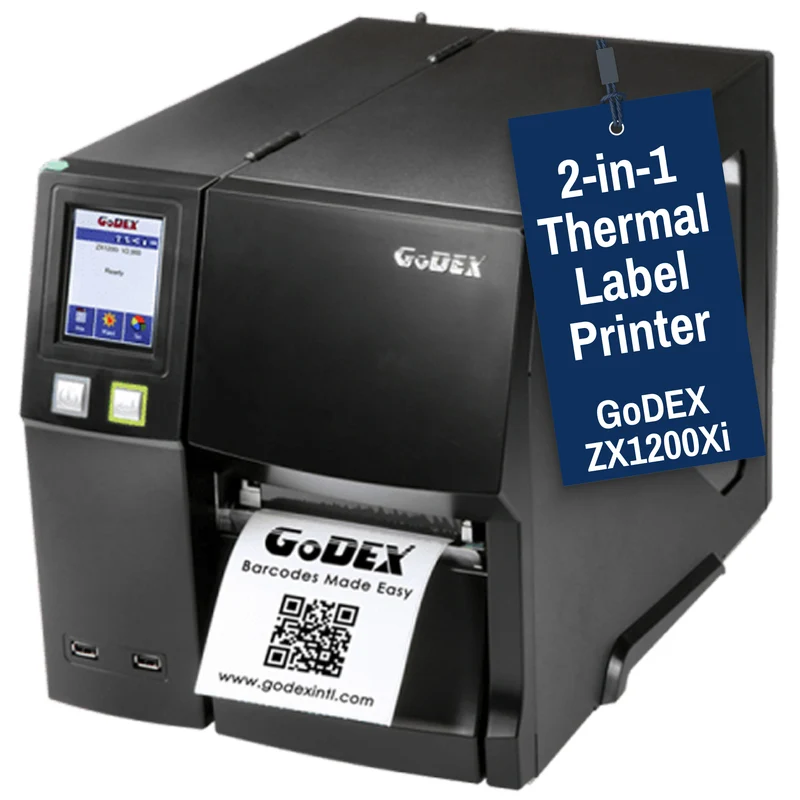 GoDEX ZX1200Xi Thermal Printer - 203 DPI, Up to 14 IPS, Industrial Label Printer