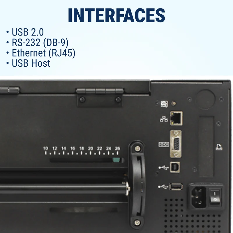 GoDEX HD830i+ Thermal Printer - 8" Wide, 300 DPI Industrial Barcode Label Printer | 3-Year Warranty