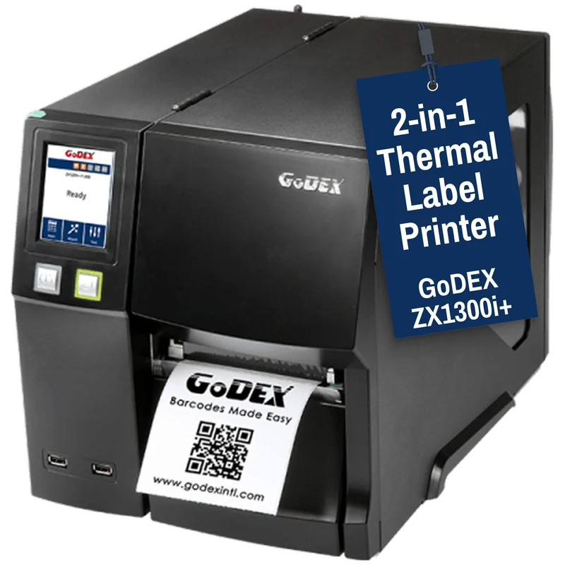 GoDEX ZX1300i+ Thermal Printer – 4" 300 DPI | 2-in-1 Industrial Label Printer - 3-Year Warranty