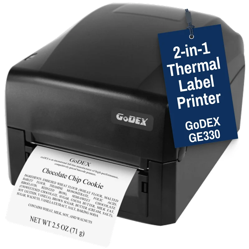 GoDEX GE330 Thermal Transfer Printer 4" 300 DPI Desktop Barcode Printer