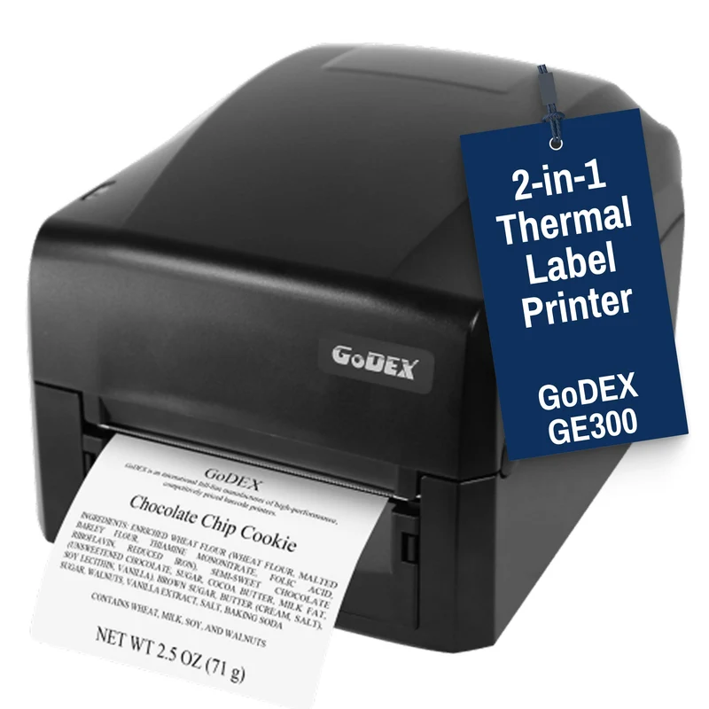 GoDEX GE300 Thermal Printer 4" 203 dpi - 2-in1 Desktop Label Printer