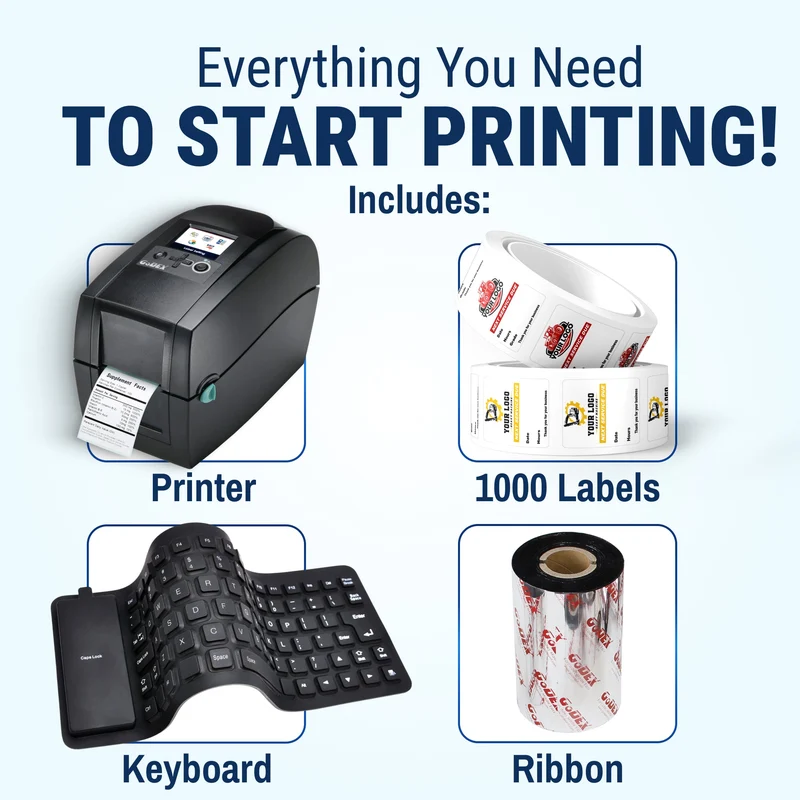 Oil Change Sticker Printer System – Preloaded with 1000 Custom Labels, Ribbon & Standalone Keyboard