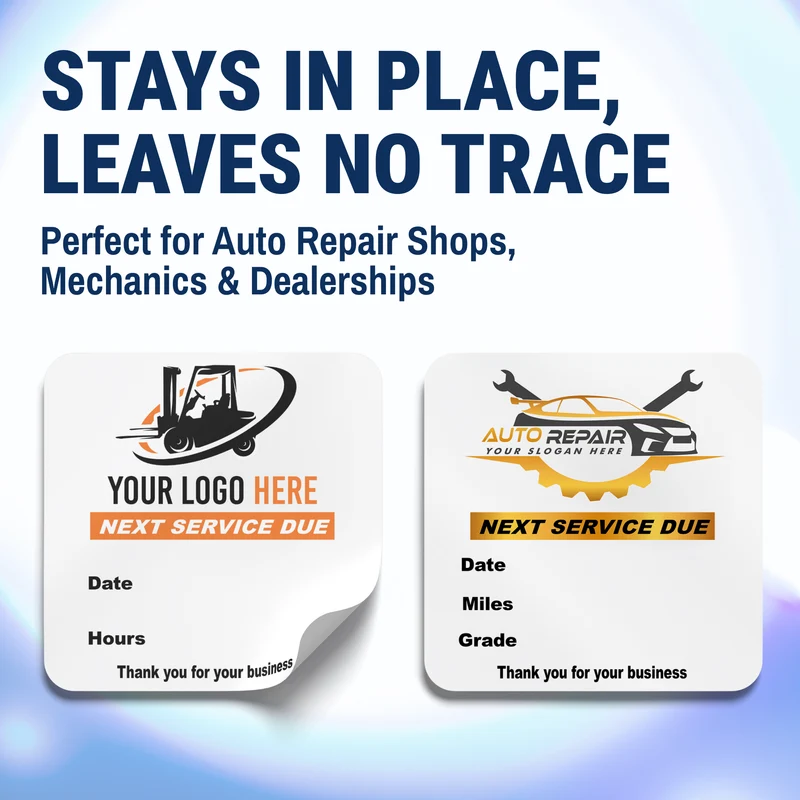 Custom Oil Change Stickers for Windshield with Logo