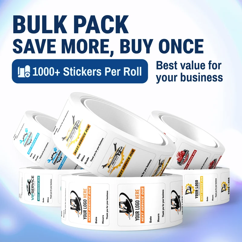 Custom Oil Change Stickers for Windshield with Logo