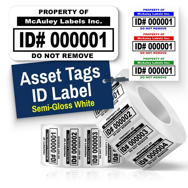 Custom Asset Tags for Equipment - Semi-Gloss White - ID Label