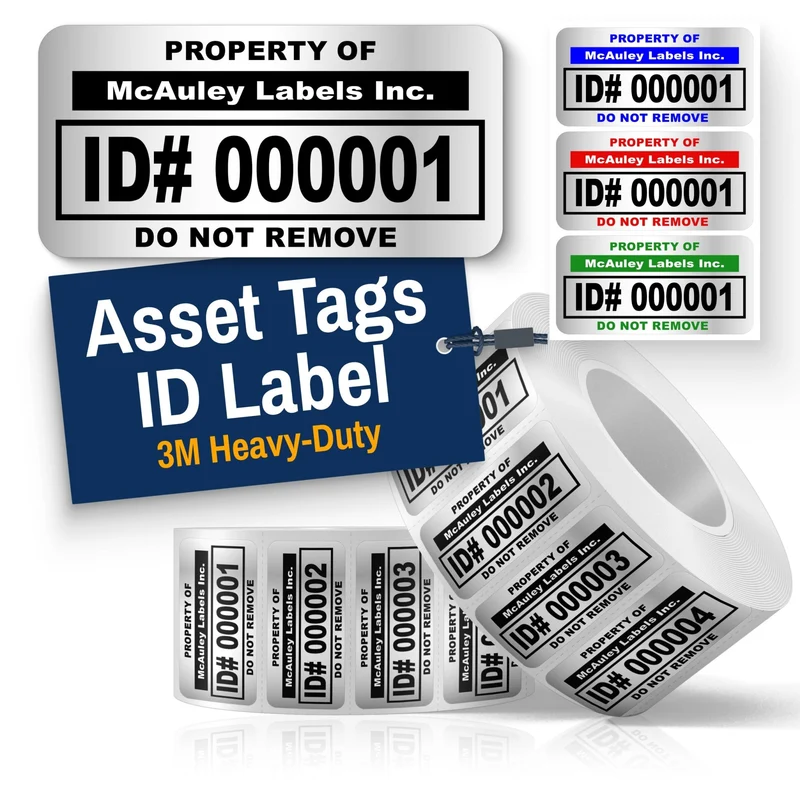 Custom Asset Tags for Equipment - 3M Heavy-Duty Silver - ID Label
