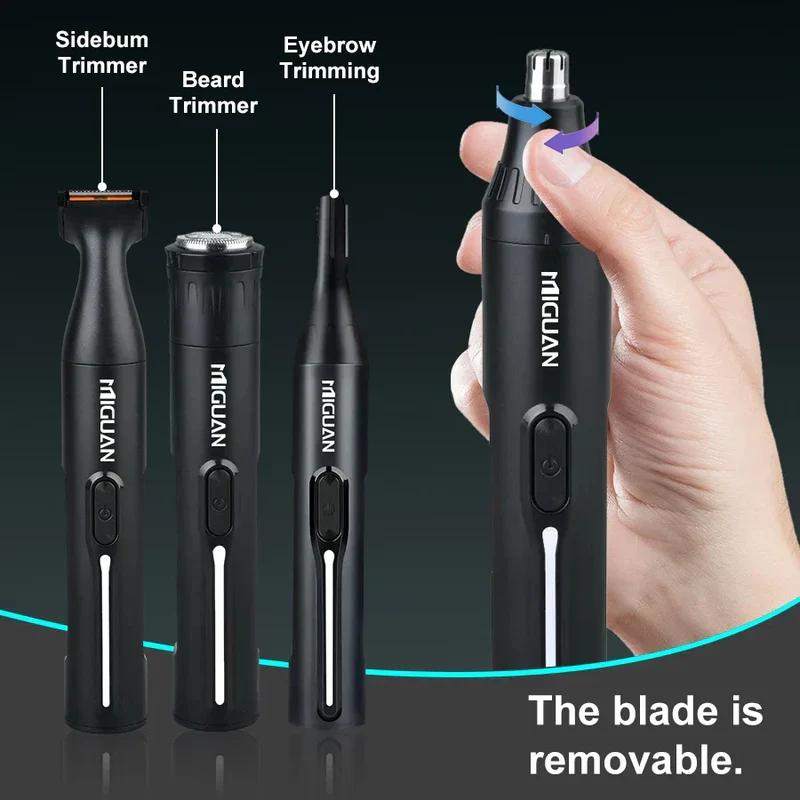 Tondeuse 4 en 1 Rechargeable – Nez, Barbe, Sourcils