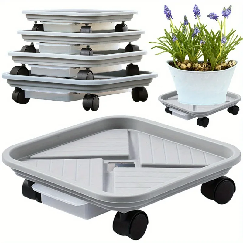 Support à Roulettes pour Plantes avec Bac de Drainage