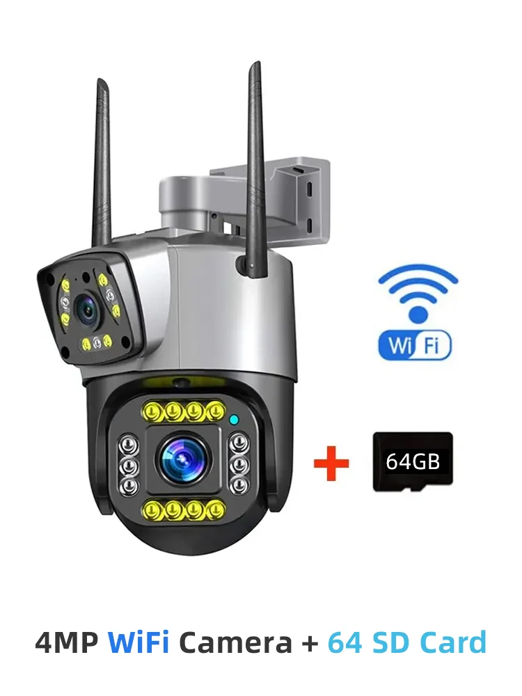 Caméra de Surveillance à double lentille avec vision nocturne et alarme