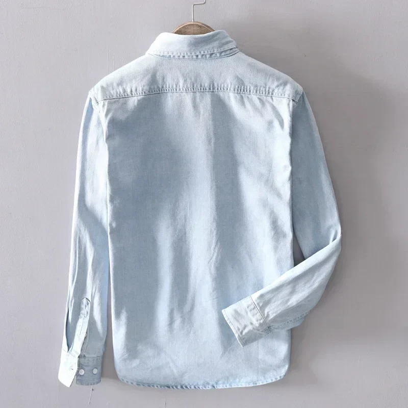 Chemise en Jean 100% Coton à Manches Longues pour Hommes