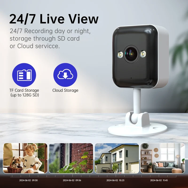 Mini Caméra WiFi 1080P Extérieur/Intérieur avec Vision Nocturne