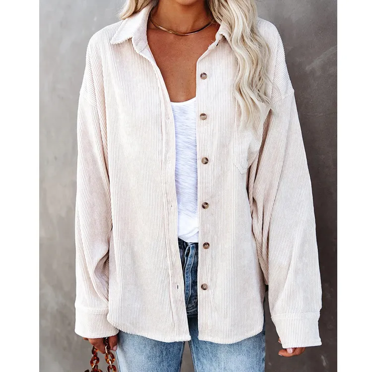 Chemise oversize en velour cotelé - Femme