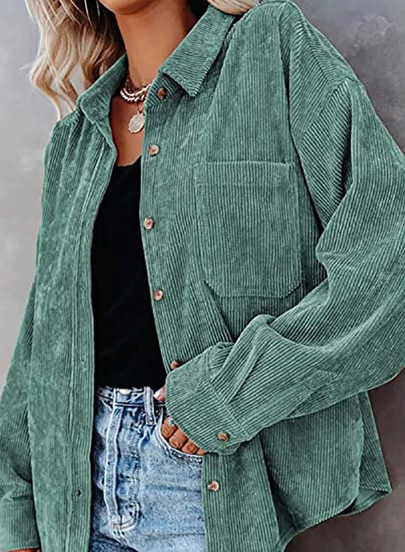Chemise oversize en velour cotelé - Femme