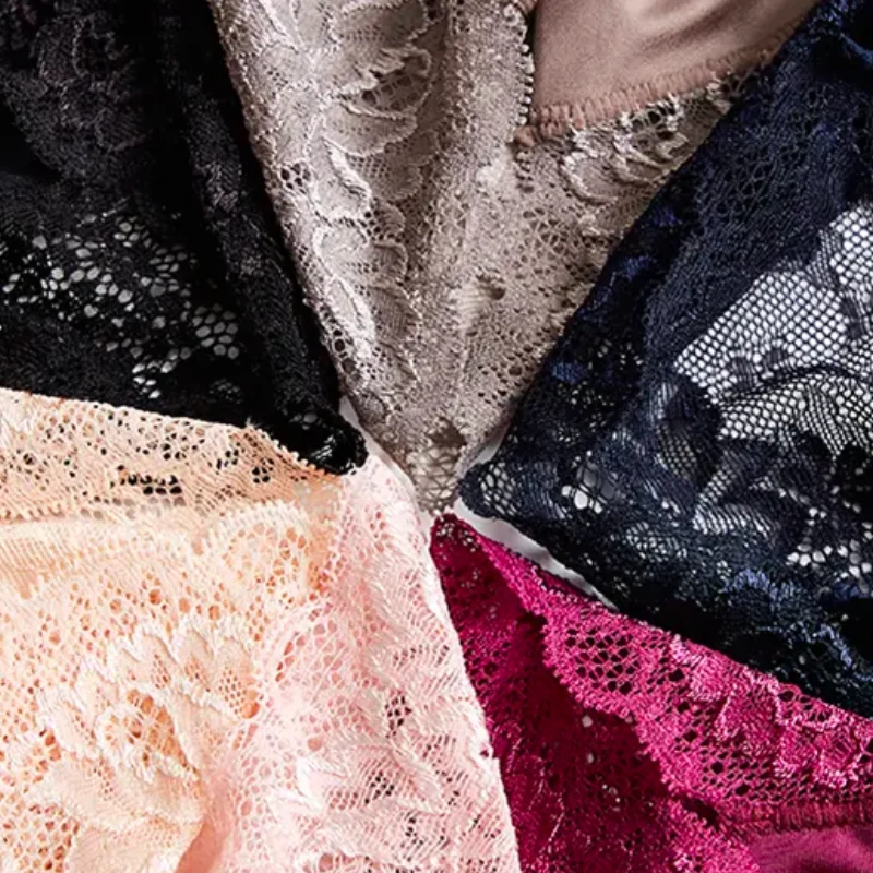 Lot de 3 Culottes en soie glacée invisibles avec dentelle