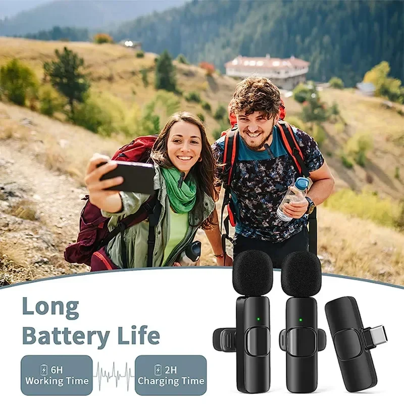 Lot de 2 Mini Microphone Sans Fil Bluetooth