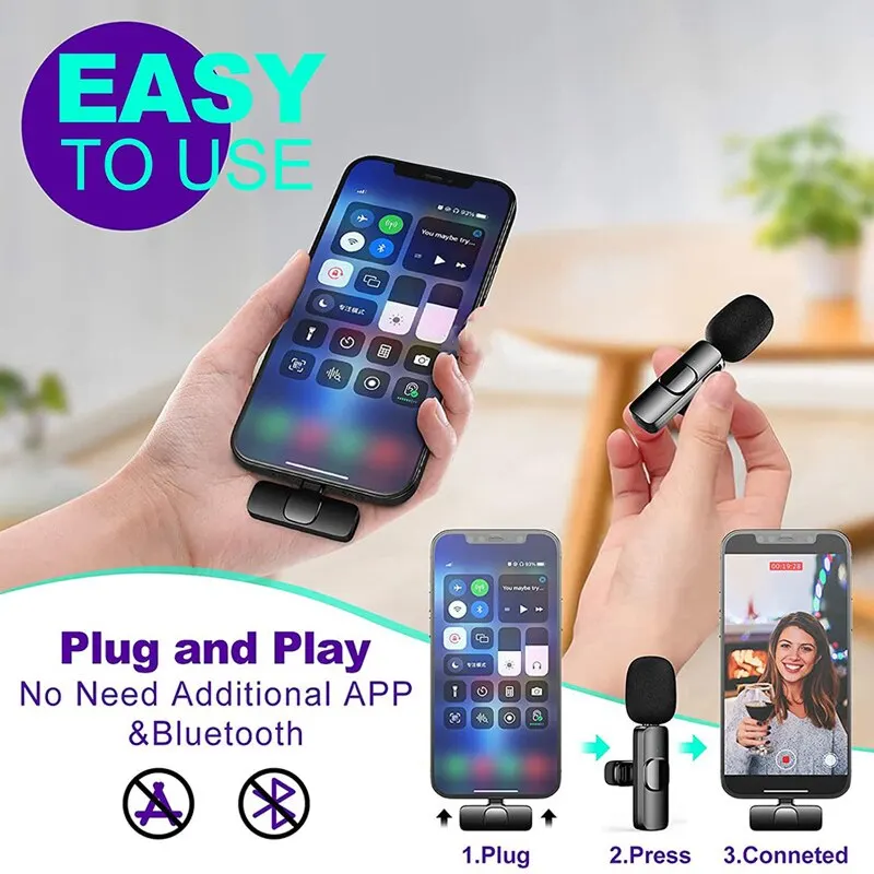 Lot de 2 Mini Microphone Sans Fil Bluetooth
