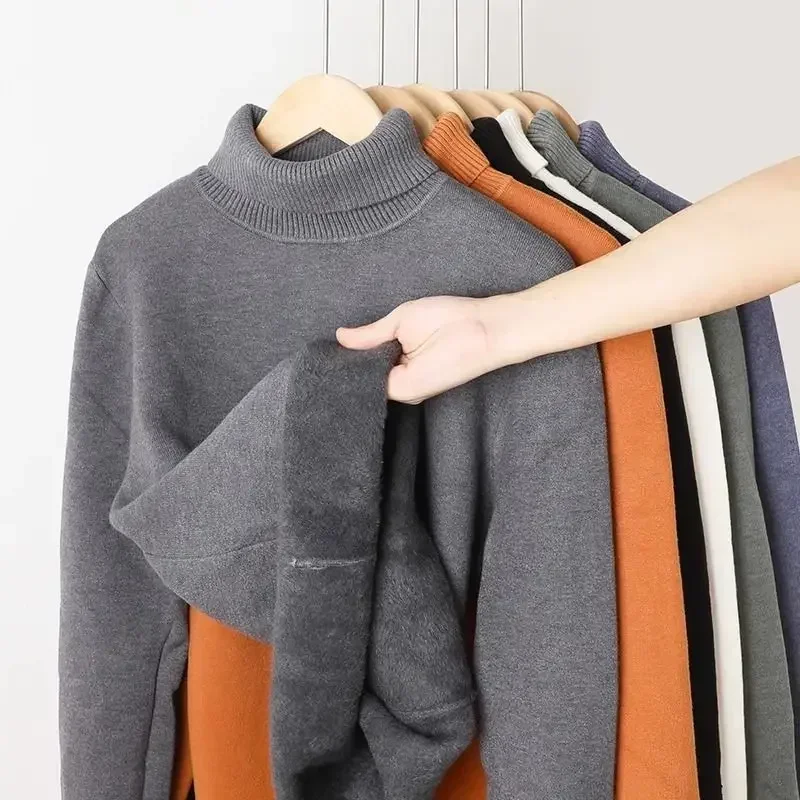 Pull Col Cheminé en Maille avec Doublure Polaire Homme