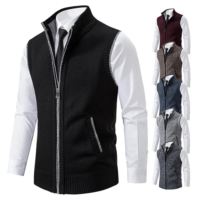 Gilet sans manches à maille col cheminé Homme