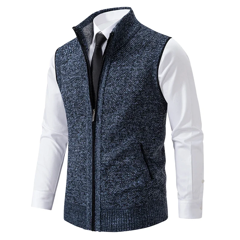 Gilet sans manches à maille col cheminé Homme