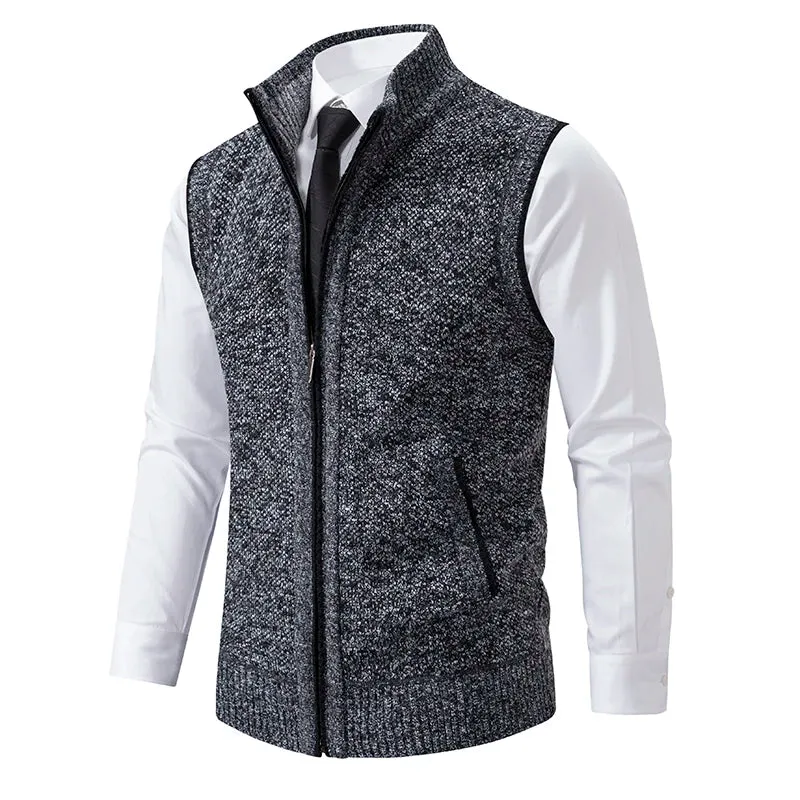 Gilet sans manches à maille col cheminé Homme