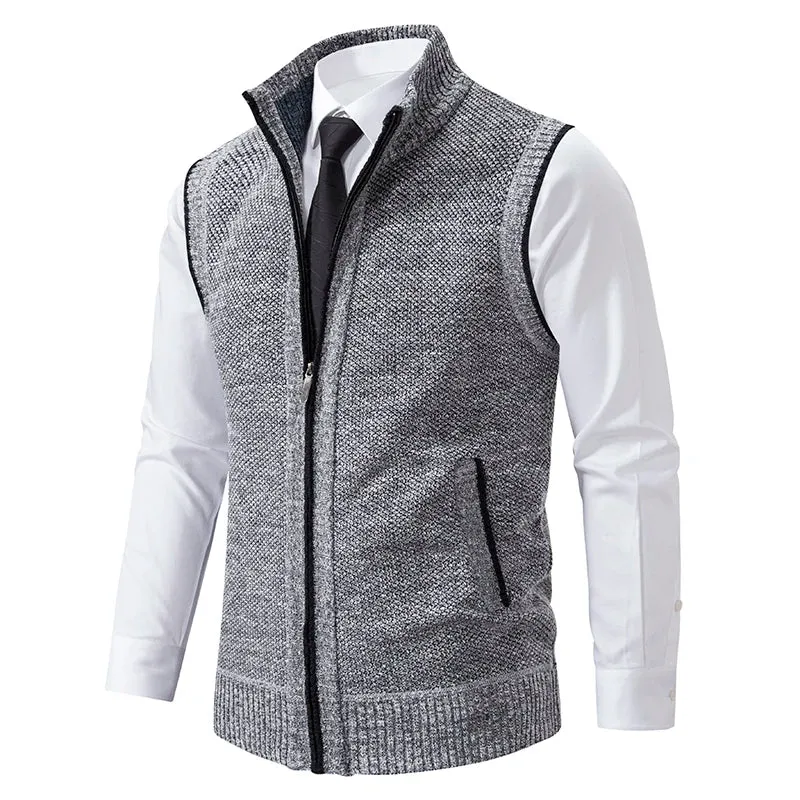 Gilet sans manches à maille col cheminé Homme