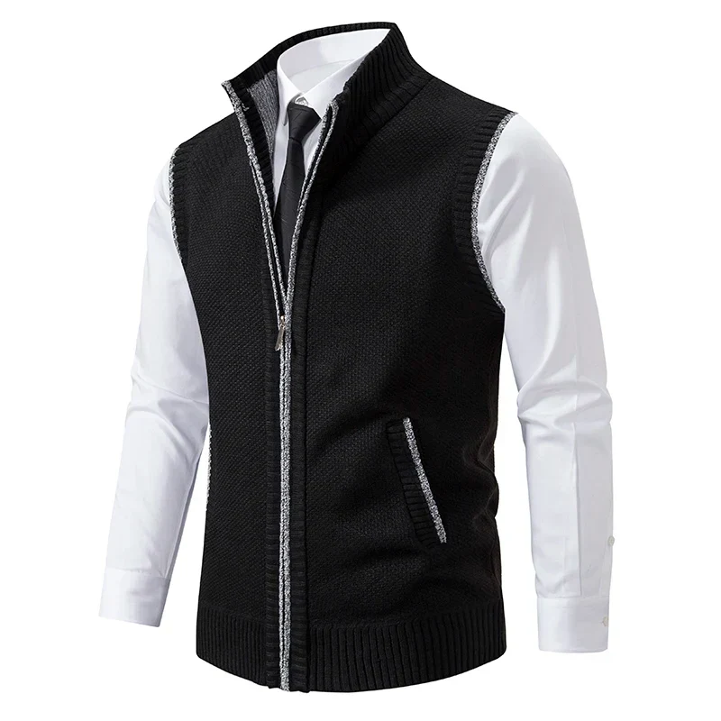 Gilet sans manches à maille col cheminé Homme