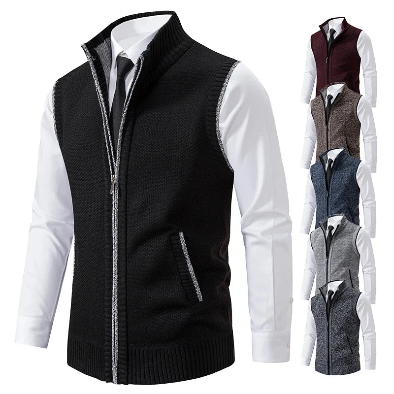 Gilet sans manches à maille col cheminé Homme