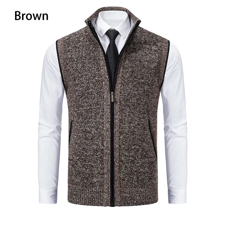Gilet sans manches à maille col cheminé Homme