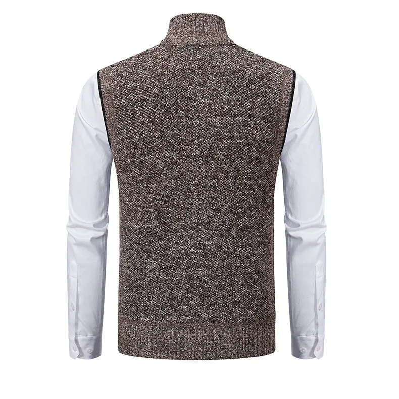 Gilet sans manches à maille col cheminé Homme
