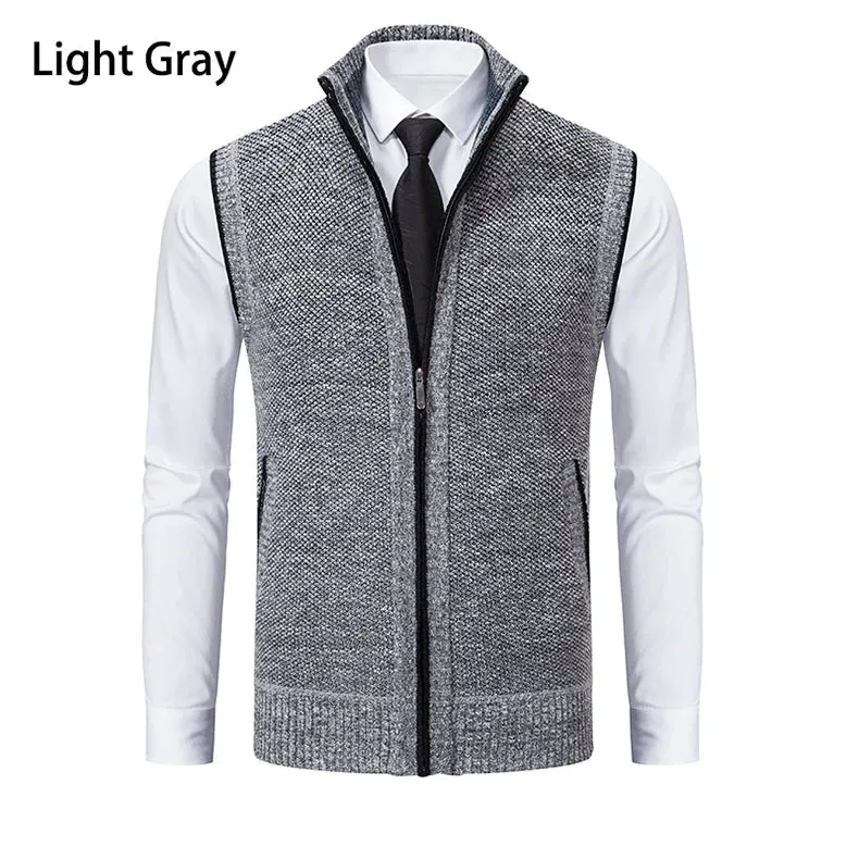 Gilet sans manches à maille col cheminé Homme