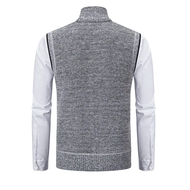Gilet sans manches à maille col cheminé Homme