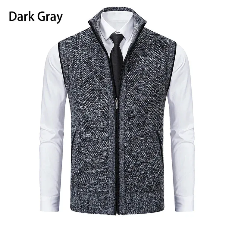 Gilet sans manches à maille col cheminé Homme