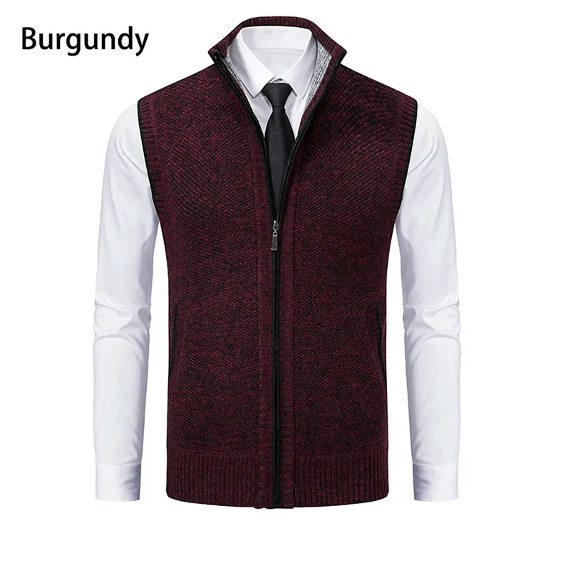 Gilet sans manches à maille col cheminé Homme