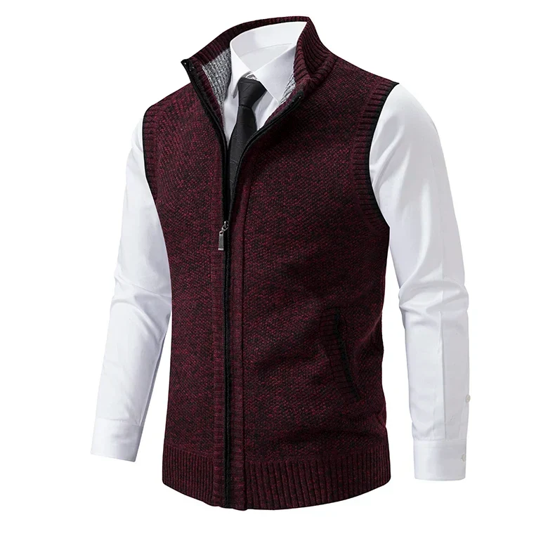 Gilet sans manches à maille col cheminé Homme