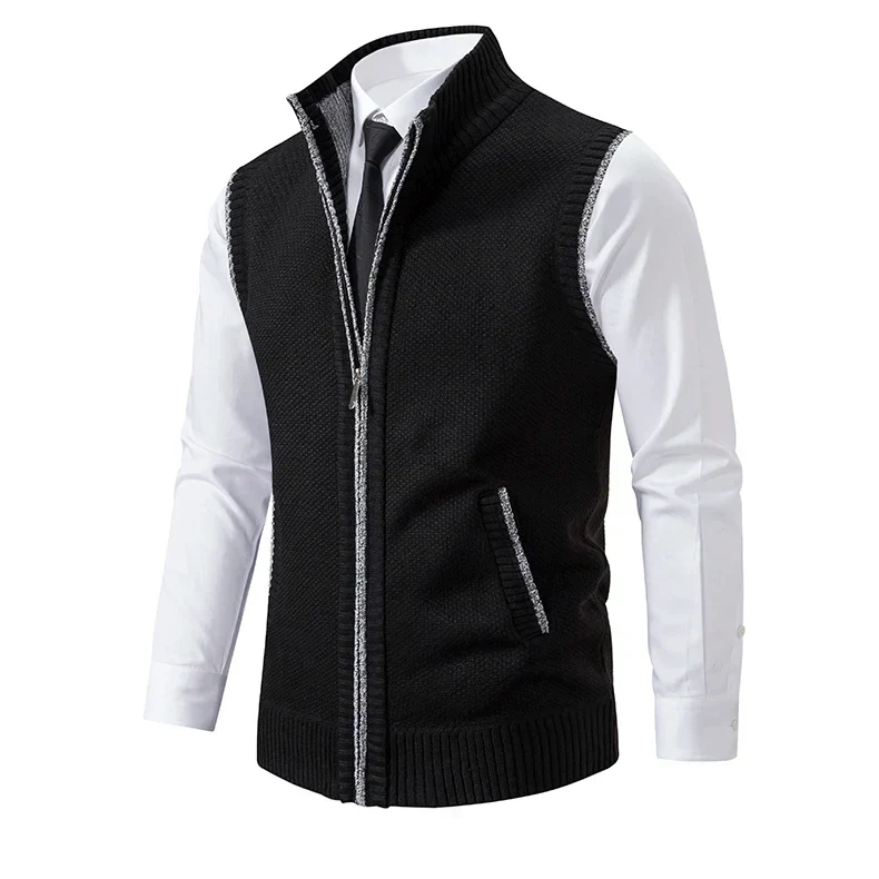 Gilet sans manches à maille col cheminé Homme