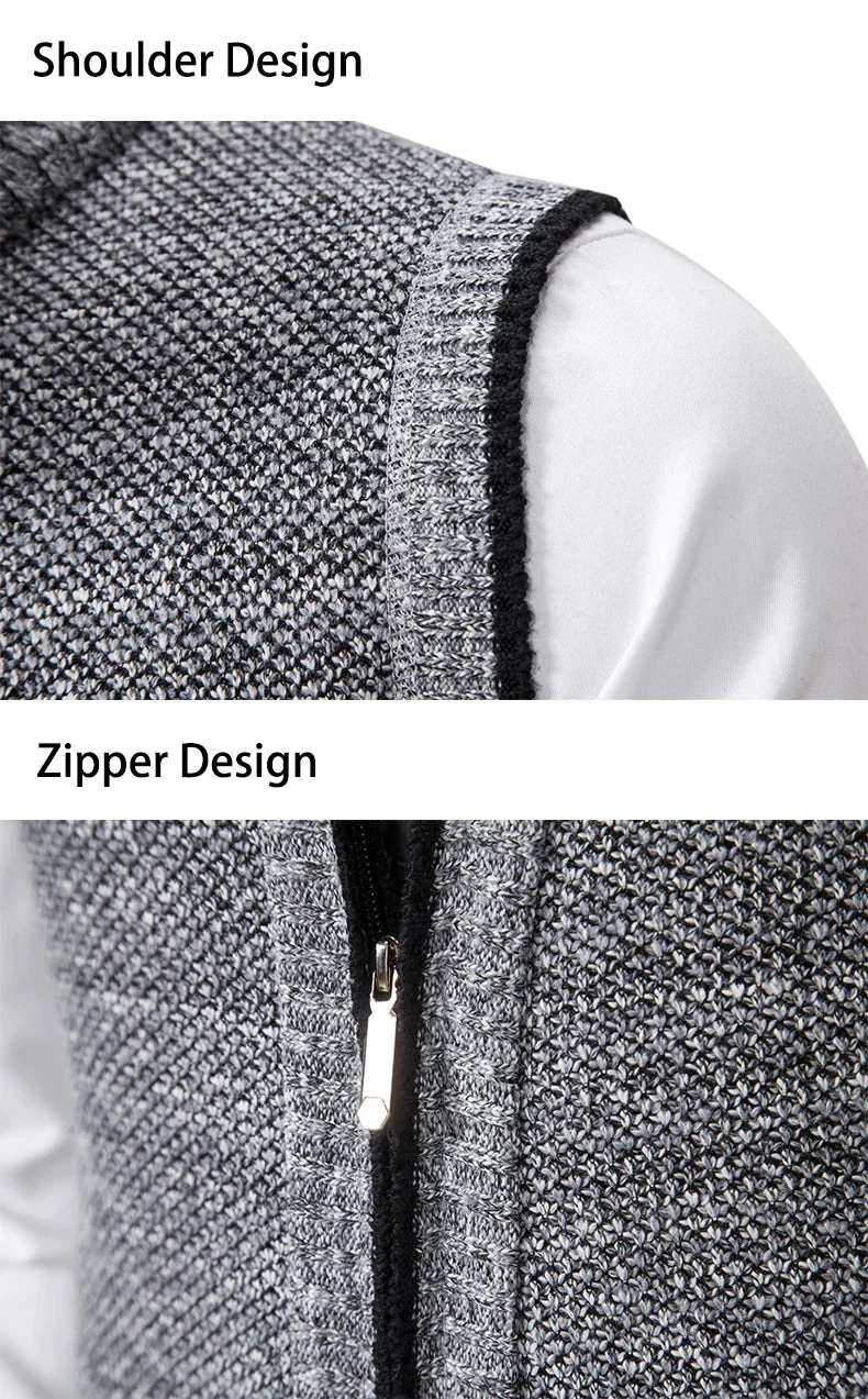 Gilet sans manches à maille col cheminé Homme