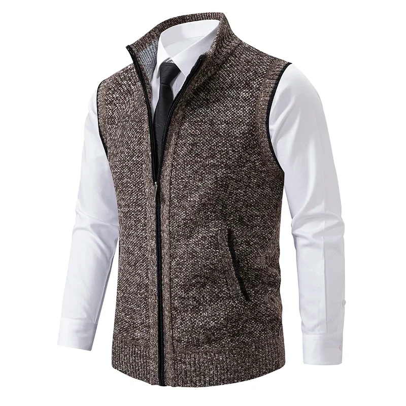 Gilet sans manches à maille col cheminé Homme