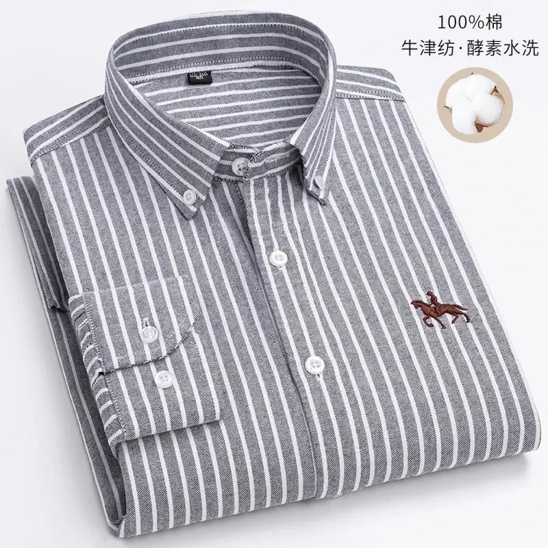 Chemise Homme Oxford Coton Rayé Classique