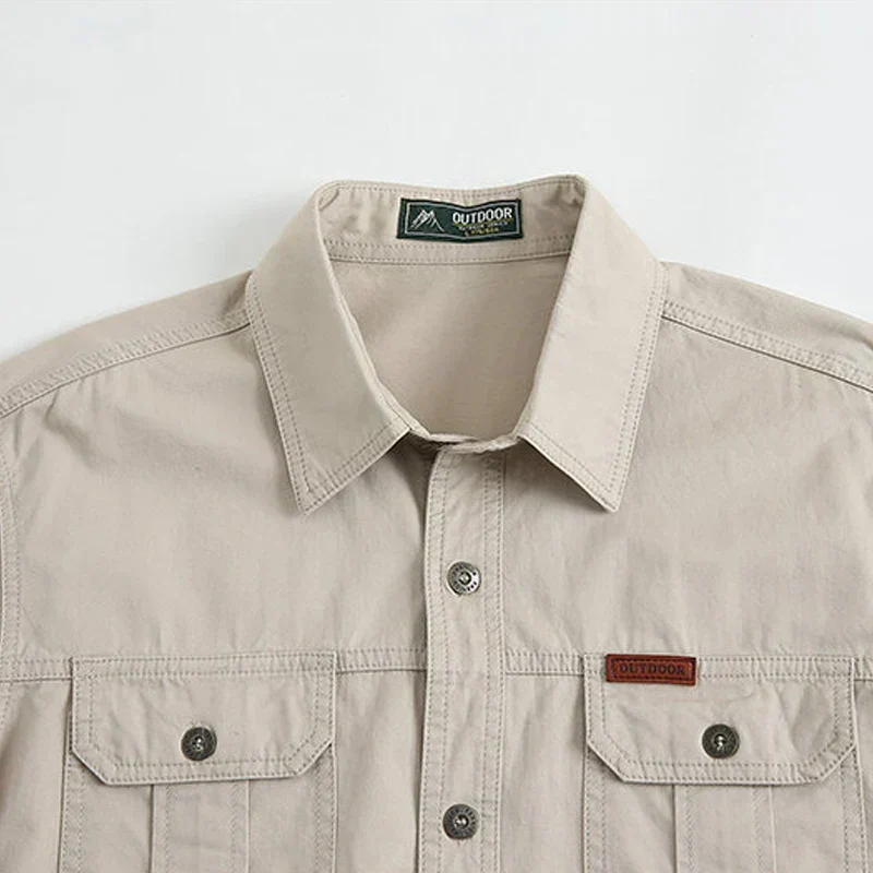 Chemise Style Armée 100% Coton - Printemps/Automne
