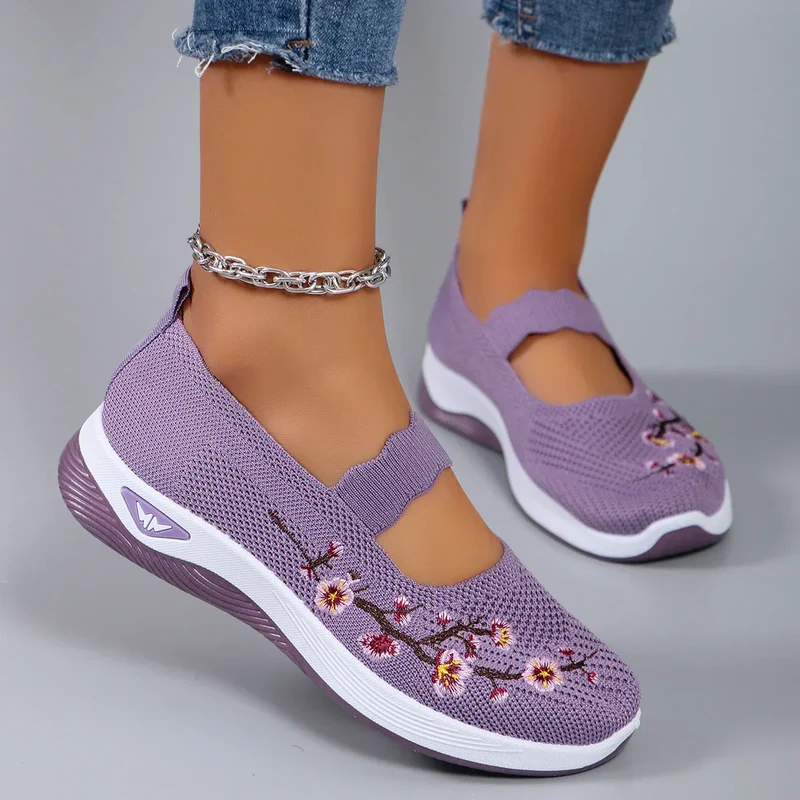 Mocassins en Maille avec Broderie Florale - Printemps