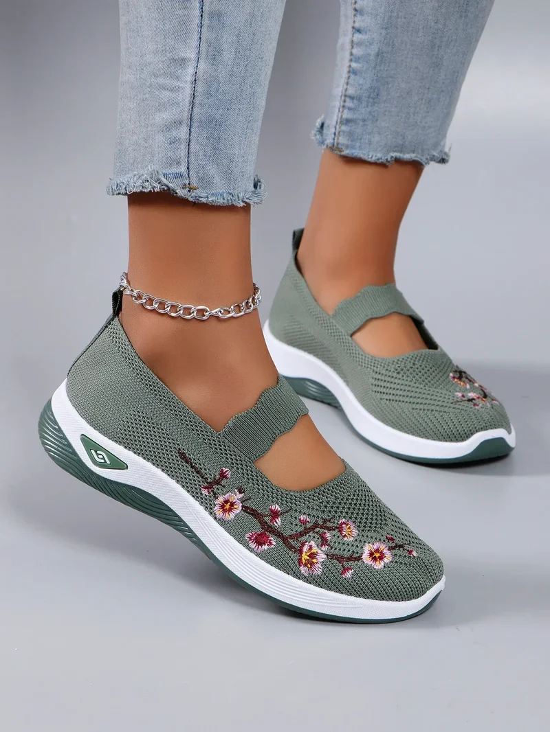 Mocassins en Maille avec Broderie Florale - Printemps
