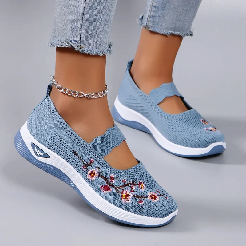 Mocassins en Maille avec Broderie Florale - Printemps