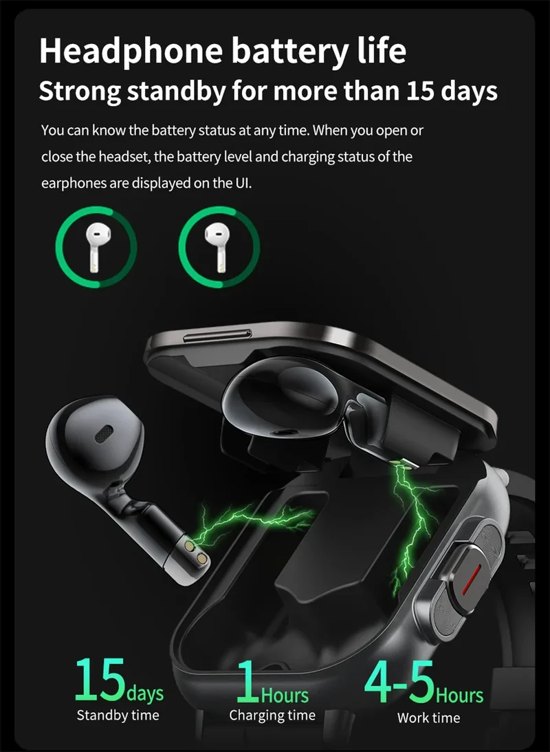 Montre intelligente connectée 2 en 1 avec écouteurs + Bracelet OFFERT