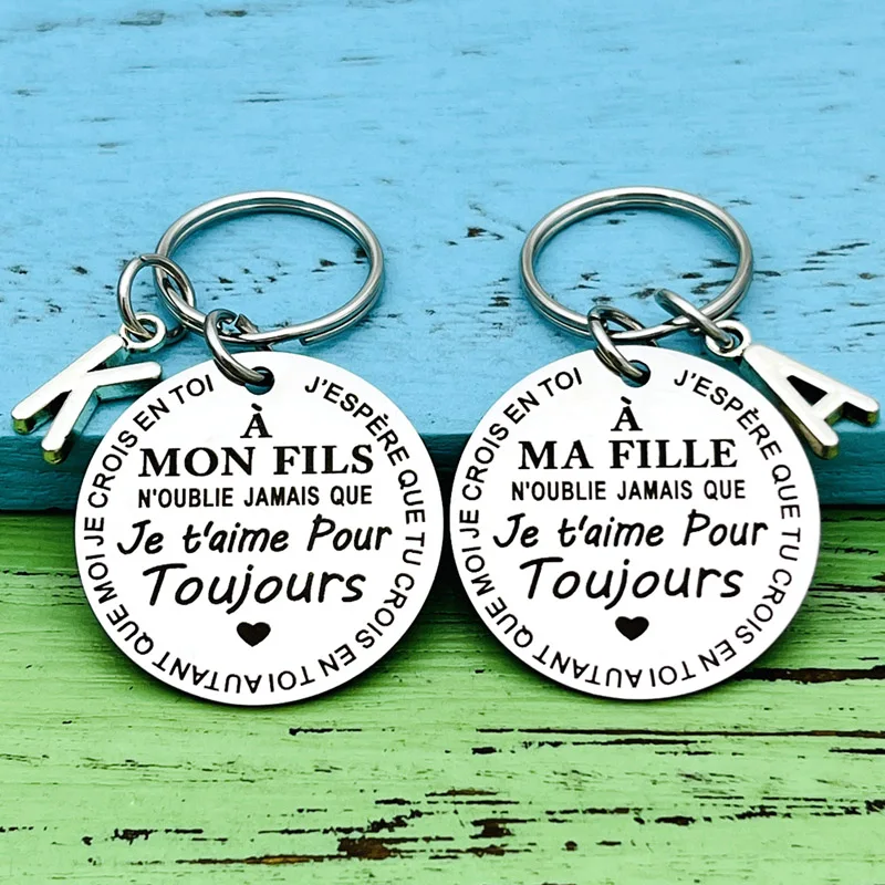 Porte-Clé à offrir "Ma fille" et "Mon fils" avec intiale - Idée Cadeau