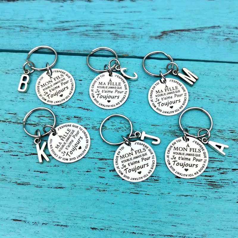 Porte-Clé à offrir "Ma fille" et "Mon fils" avec intiale - Idée Cadeau