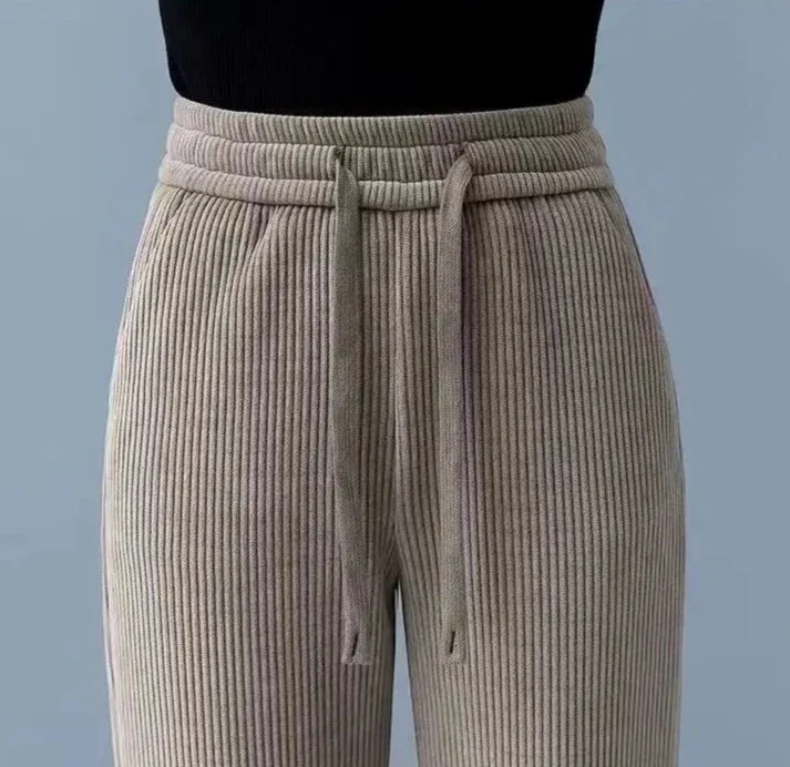 Pantalon en velours côtelé ample Femme - Intérieur fourrure