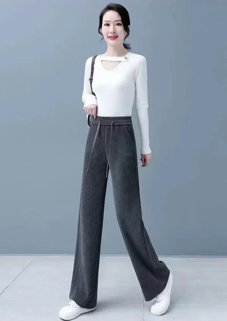 Pantalon en velours côtelé ample Femme - Intérieur fourrure