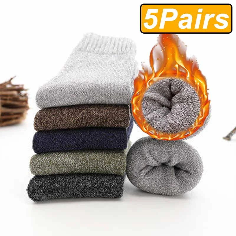 5 Paires de Chaussettes en laine mérinos Chaudes et confortables